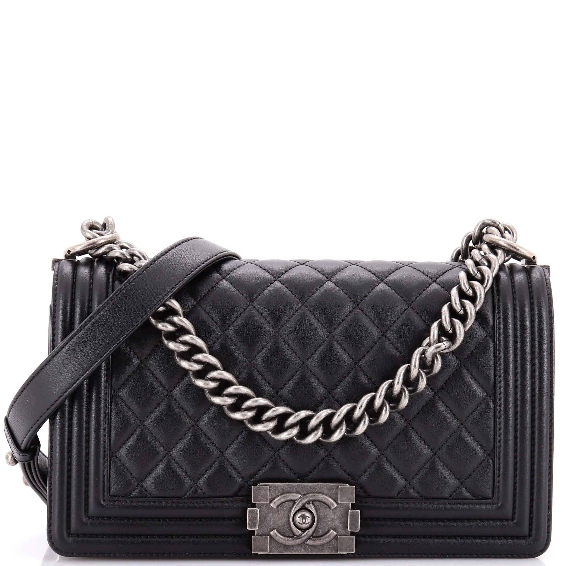 Pre-Loved Chanel Boy Flap Bag Quilted Calfskin Old Medium sold by Zulily