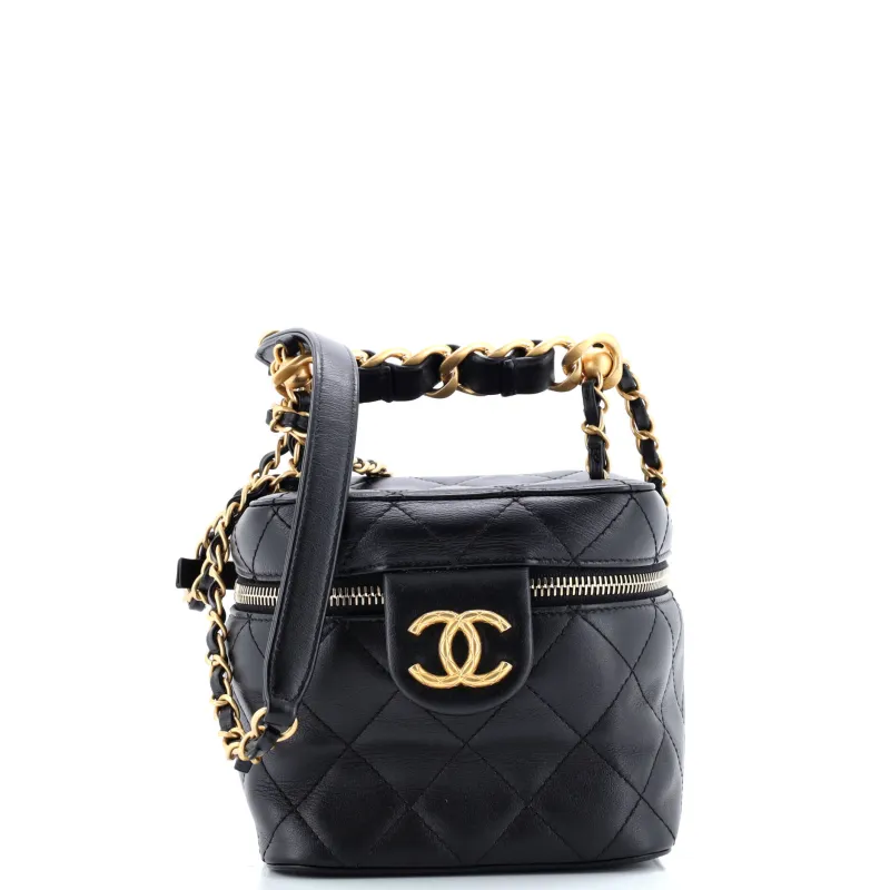 Pre-Loved Chanel Chain Bar Vanity Case with Chain Quilted Calfskin Small sold by Zulily