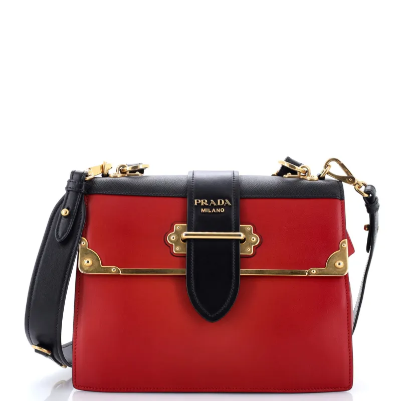 Pre-Loved Prada Cahier Convertible Shoulder Bag City Calf and Saffiano Medium sold by Zulily
