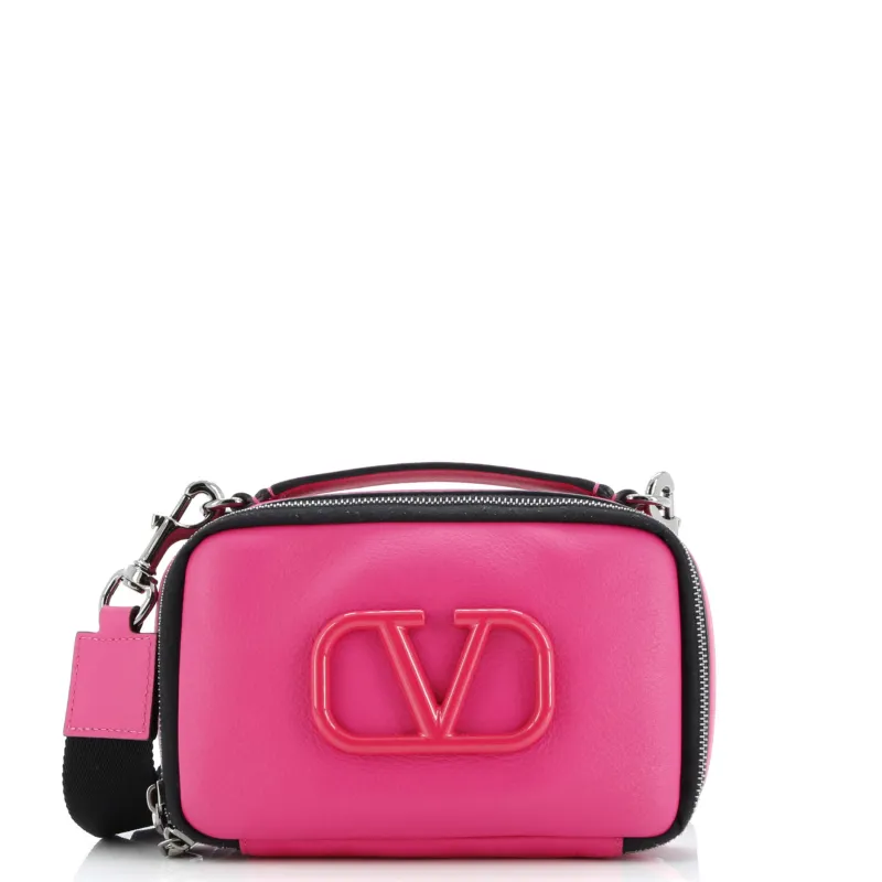 Pre-Loved Valentino VLogo Zip Around Camera Crossbody Bag Leather sold by Zulily