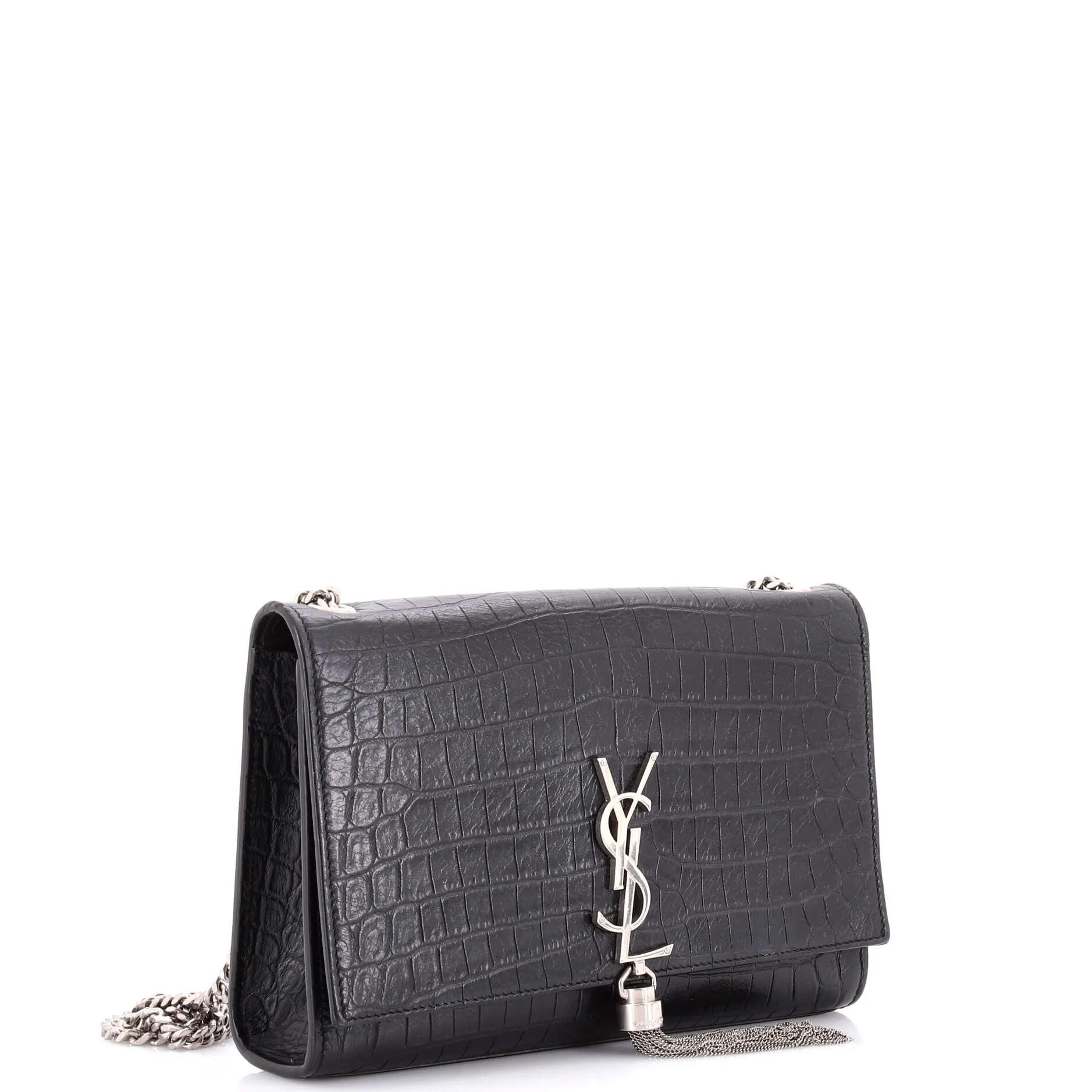 Pre-Loved Saint Laurent Classic Monogram Tassel Crossbody Bag Crocodile Embossed Leather Medium sold by Zulily product image thumbnail 2