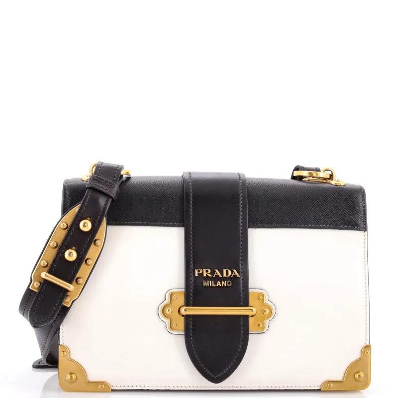 Pre-Loved Prada Cahier Crossbody Bag Leather and Saffiano Leather Large sold by Zulily