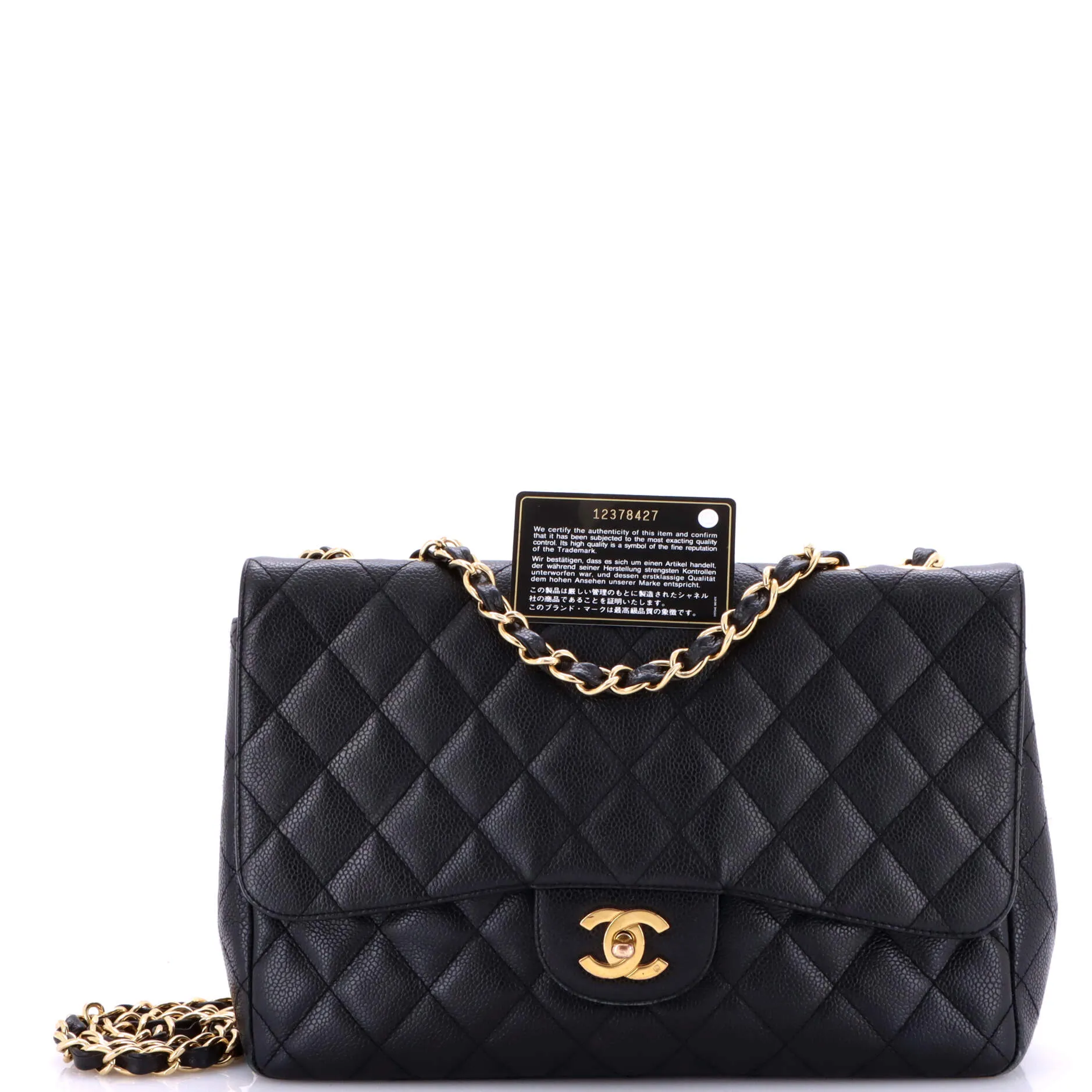 Pre-Loved Chanel Classic Double Flap Bag Quilted Caviar Jumbo sold by Zulily product image thumbnail 2