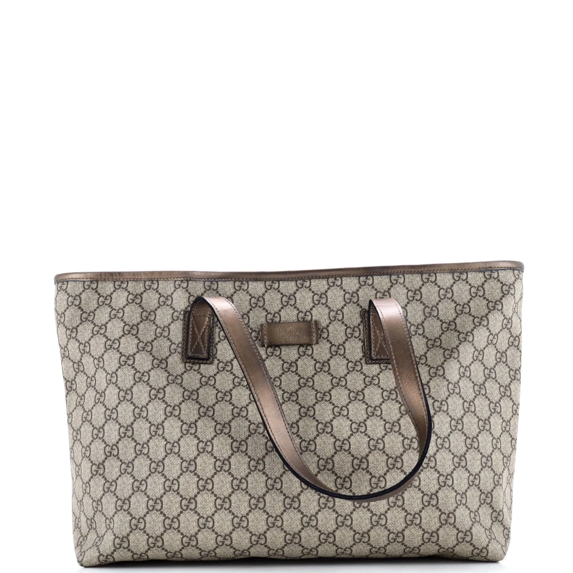 Pre-Loved Gucci Plus Tote GG Coated Canvas with Leather Large sold by Zulily