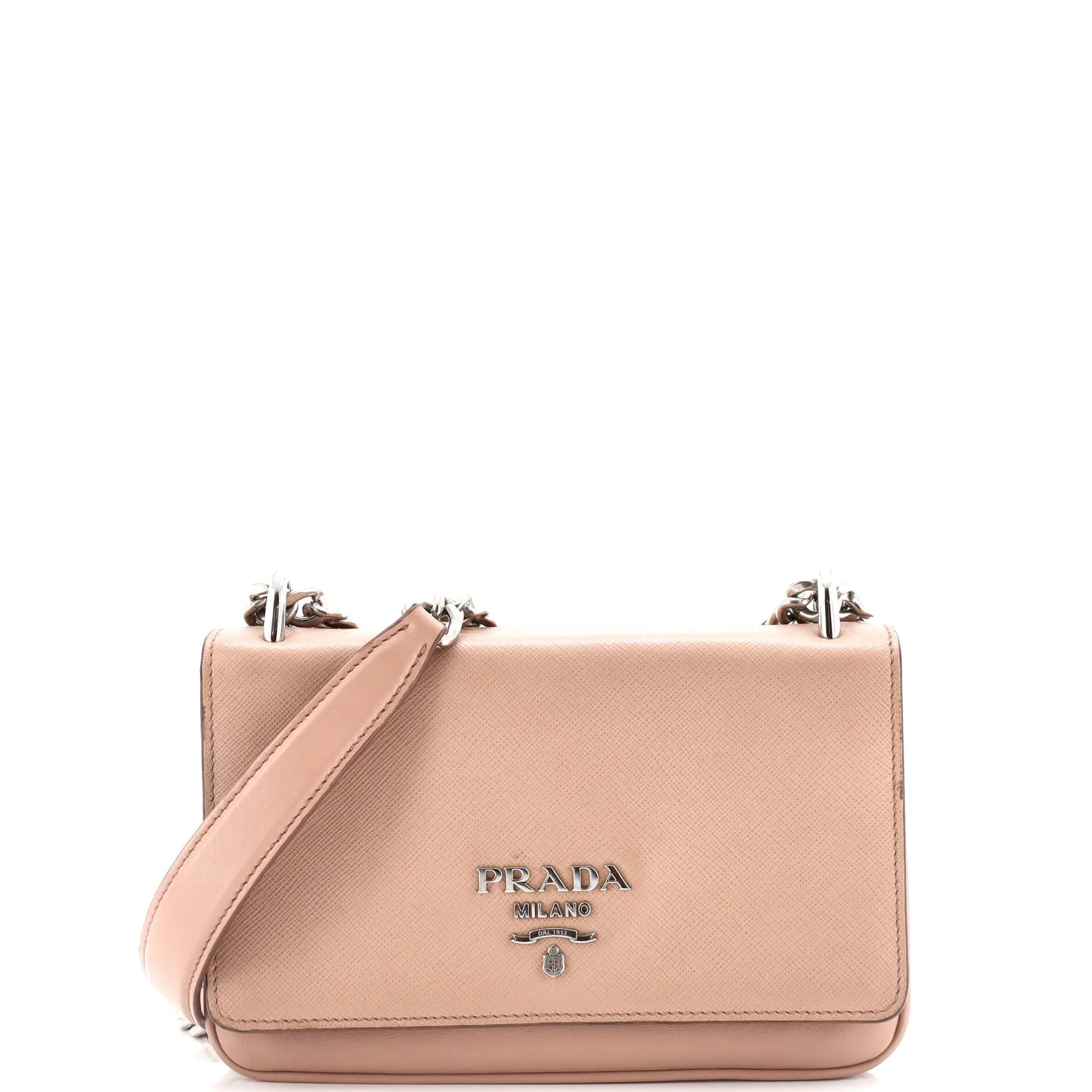 Pre-Loved Prada Chain Flap Crossbody Bag Saffiano and Soft Calf Small sold by Zulily