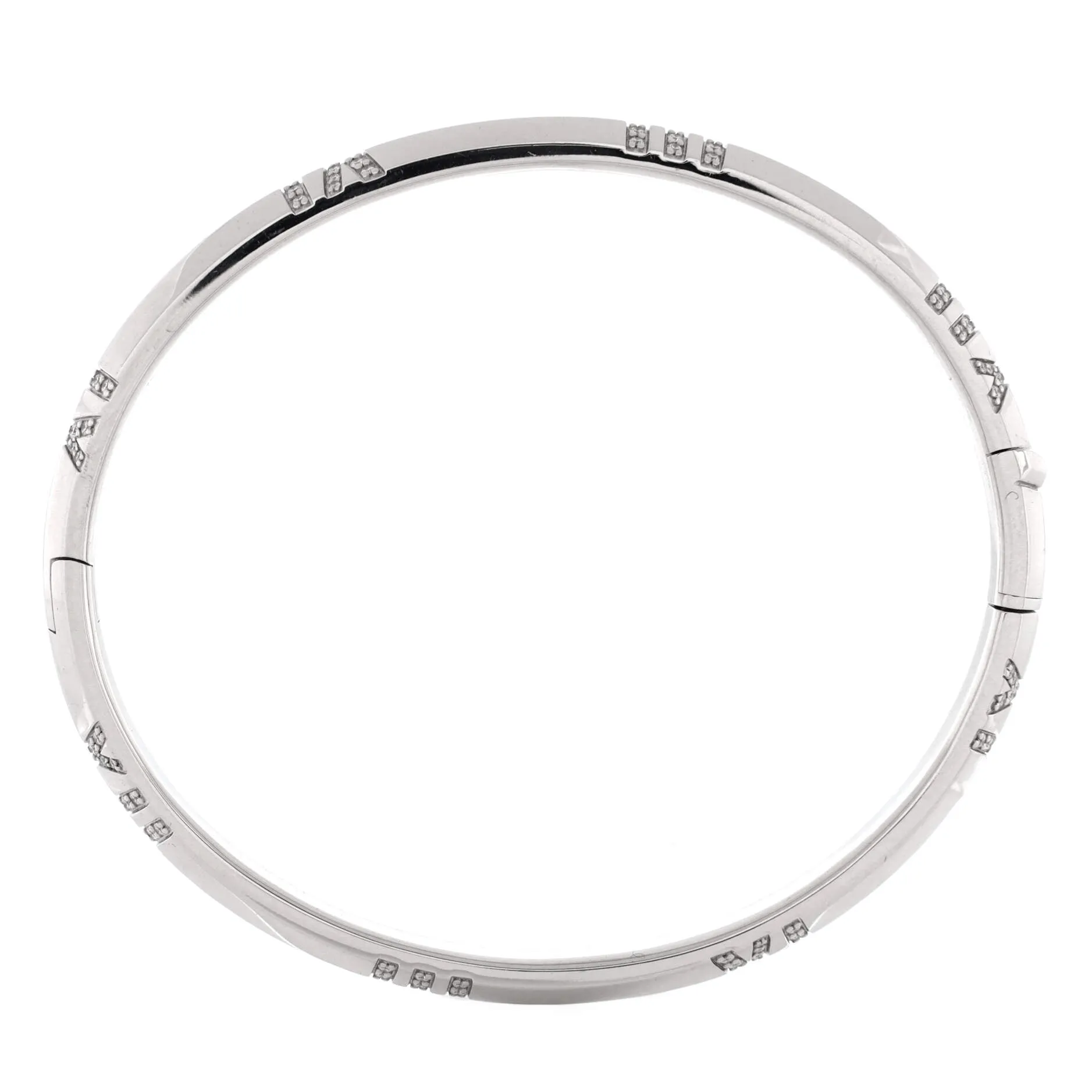 Pre-Loved Tiffany Atlas X Closed Hinged Bangle Bracelet 18K White Gold with Diamonds Narrow sold by Zulily product image thumbnail 3