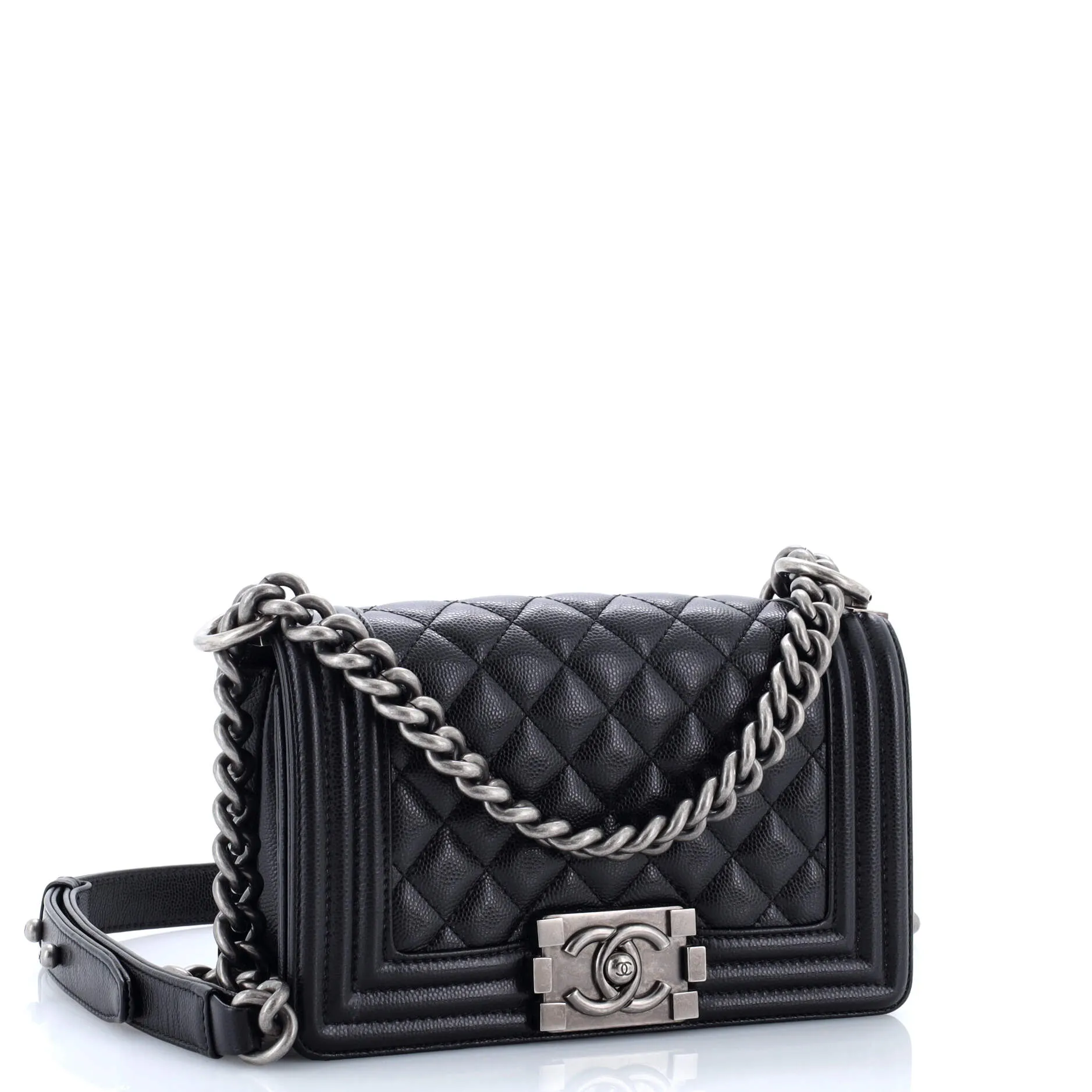 Pre-Loved Chanel Boy Flap Bag Quilted Caviar Small sold by Zulily product image thumbnail 2