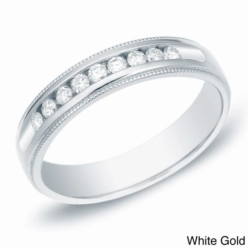 Auriya Men's 14k Gold 1ct TDW Channel-Set Diamond Wedding Band sold by Zulily