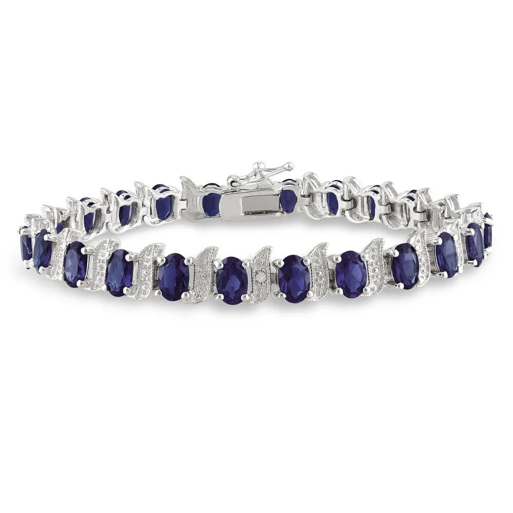 Miadora Silver Created Gemstone and Diamond Accent Tennis Bracelet sold by Zulily product image thumbnail 2