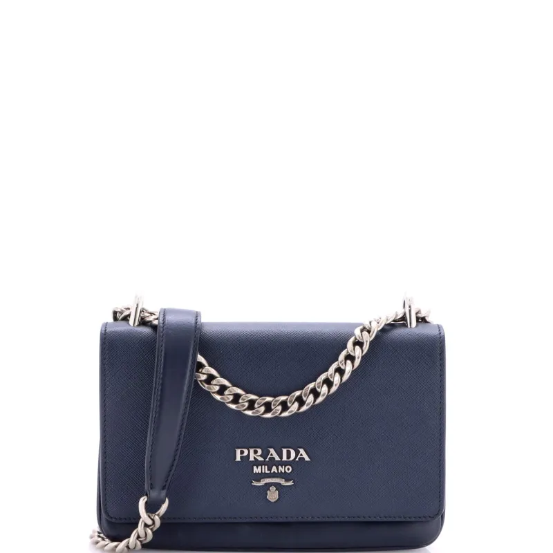 Pre-Loved Prada Chain Flap Crossbody Bag Saffiano and Soft Calf Small sold by Zulily