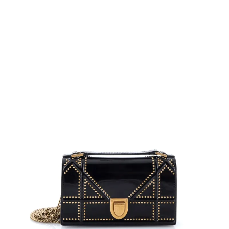 Pre-Loved Christian Dior Diorama Flap Bag Studded Patent Small sold by Zulily