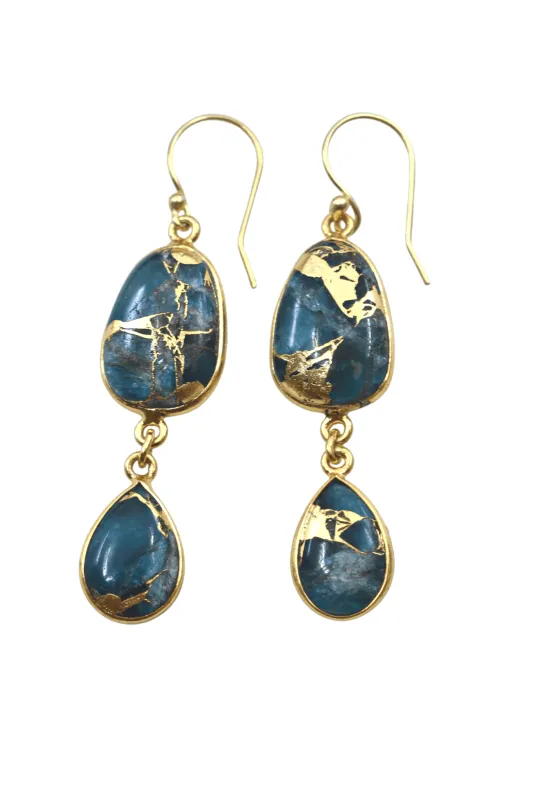 Rome Earrings in Teal Mojave Copper Turquoise sold by Zulily