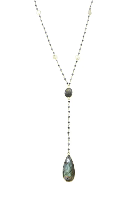 Diana Montecito Necklace in Polished Pyrite with Labradorite Drop sold by Zulily