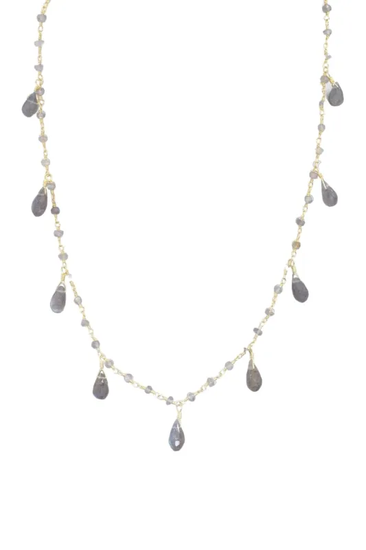 Balmy Nights Labradorite Teardrop Necklace in Gold sold by Zulily