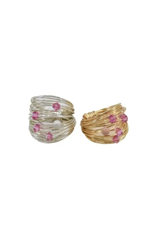 Marcia Wire Wrap Ring with Hot Pink Swarovski Crystals sold by Zulily