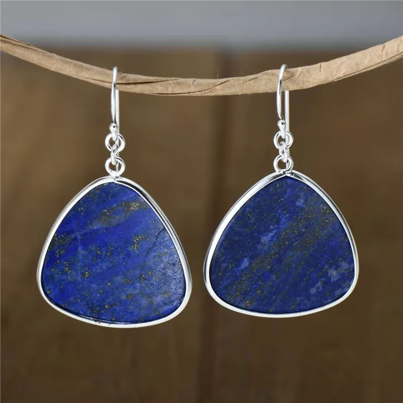 Vera & Co Sterling Silver Blunt Triangle Shape Blue Lapis Dangle Women's Earring sold by Zulily