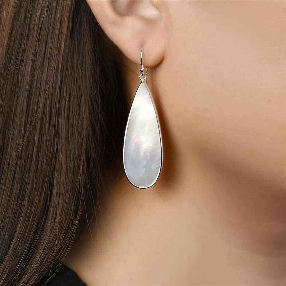 Vera & Co Sterling Silver Long Teardrop Mother-of-Pearl Women's Earring sold by Zulily product image thumbnail 2