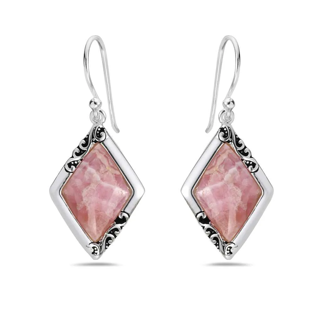 Vera & Co Rhombus Pink Rhodochrosite Edged with Flowers Women's Earring sold by Zulily product image thumbnail 2