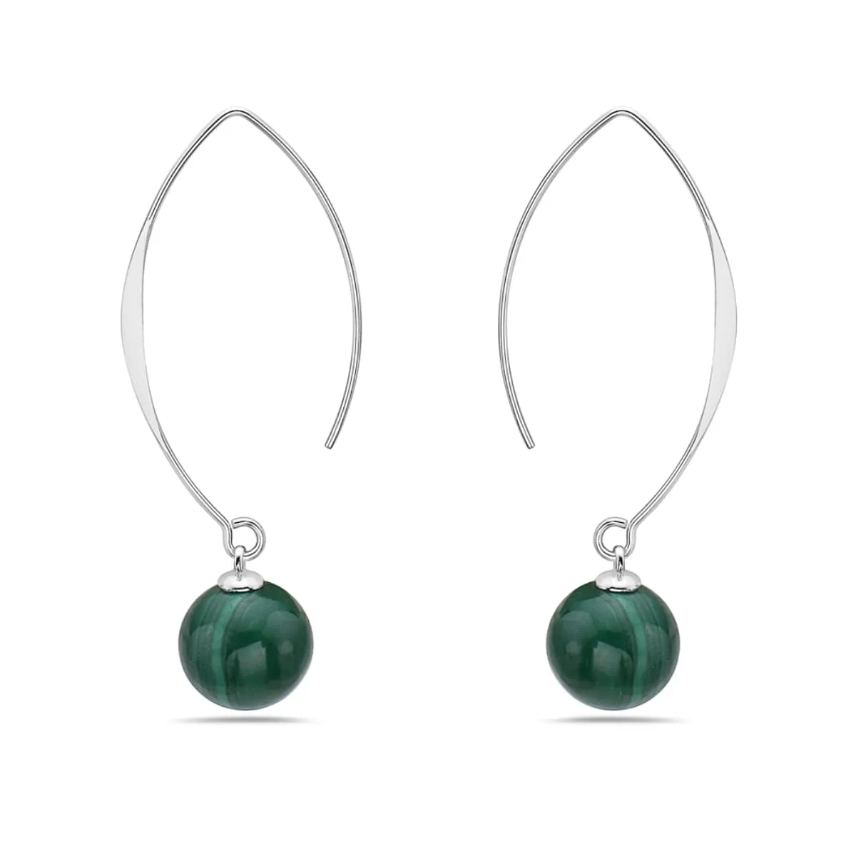 Vera & Co Sterling Silver Malachite Beads Drops with Arc Line Women's Earring sold by Zulily product image thumbnail 3