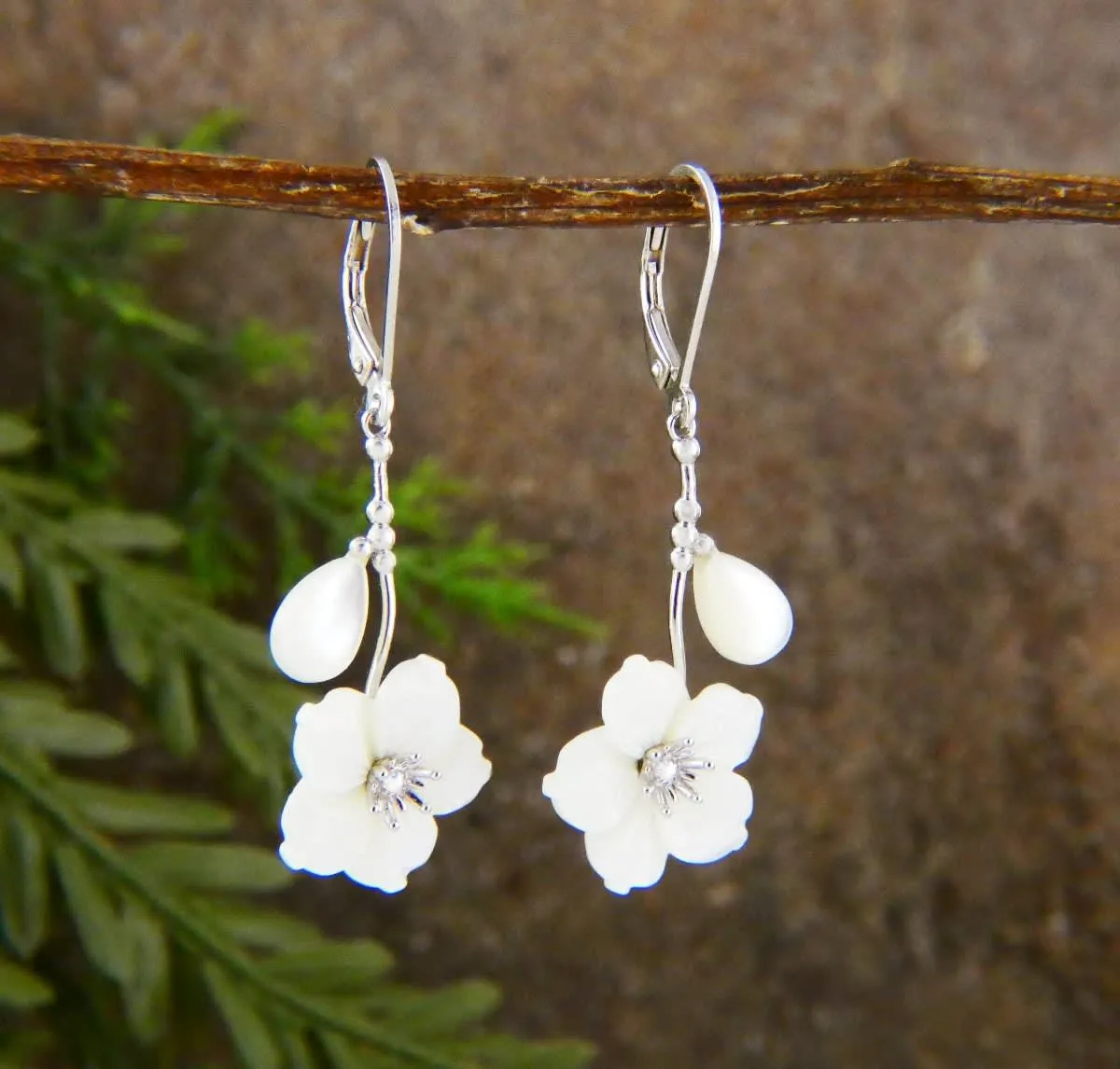 Vera & Co Sterling Silver Floral Mother-of-Pearl Women's Earring sold by Zulily