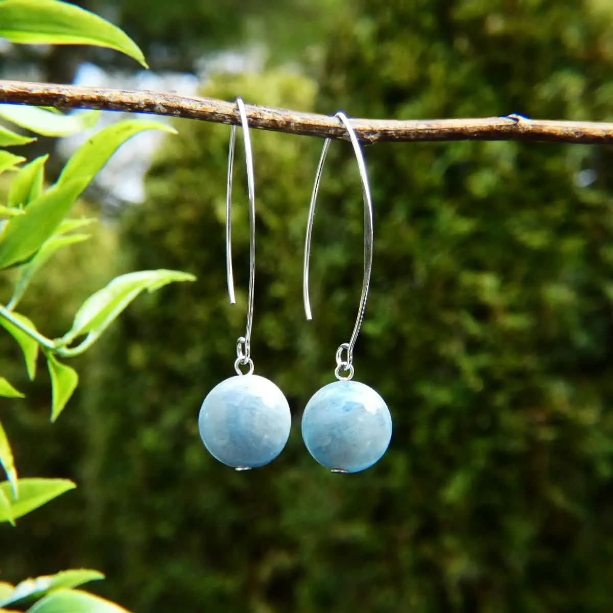 Vera & Co Sterling Silver Aqua Marine Bead Drops with Arc Line Women's Earring sold by Zulily