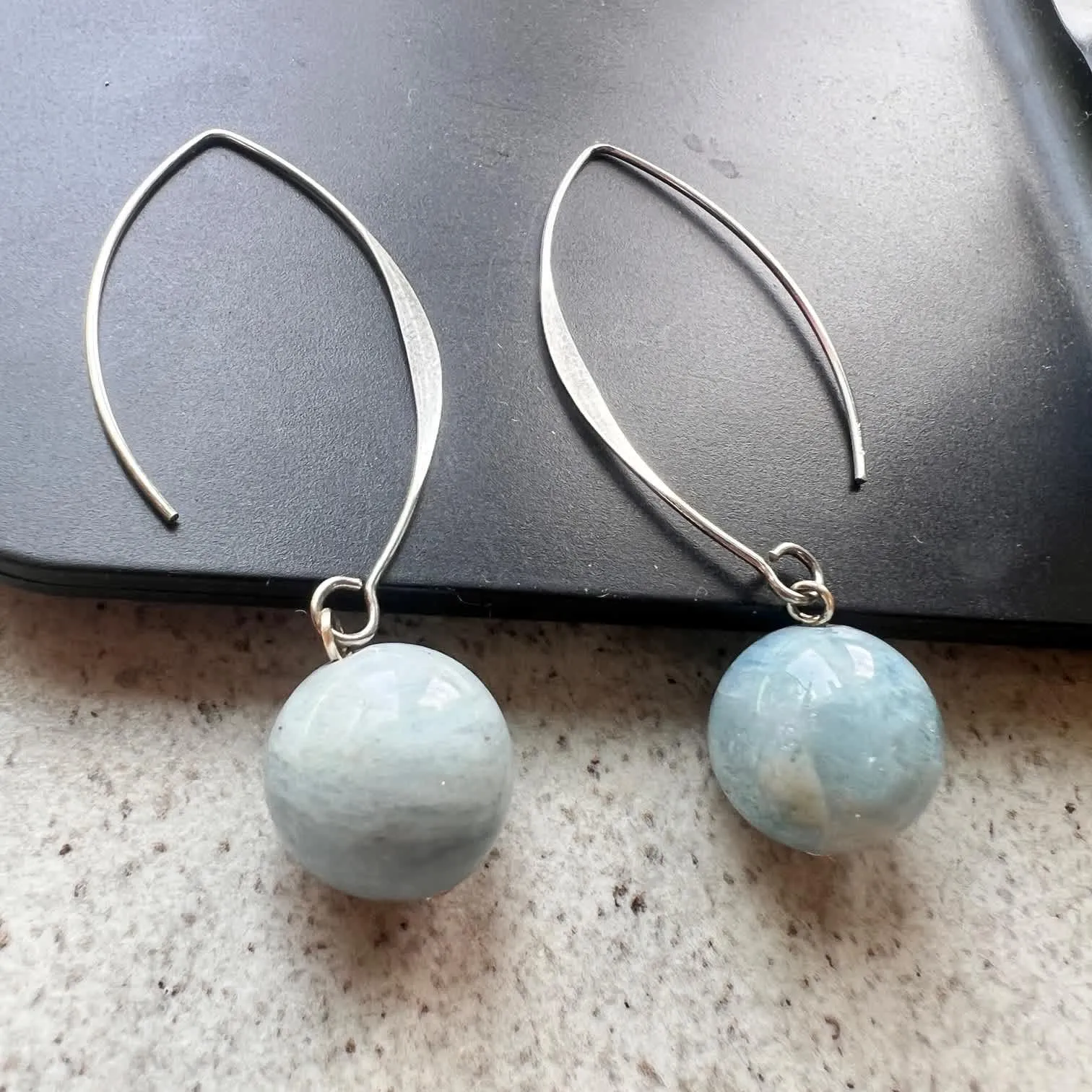 Vera & Co Sterling Silver Aqua Marine Bead Drops with Arc Line Women's Earring sold by Zulily product image thumbnail 3
