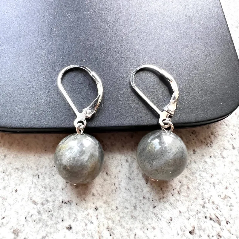 Vera & Co Sterling Silver Labradorite beads Leverback Women's Earrings sold by Zulily