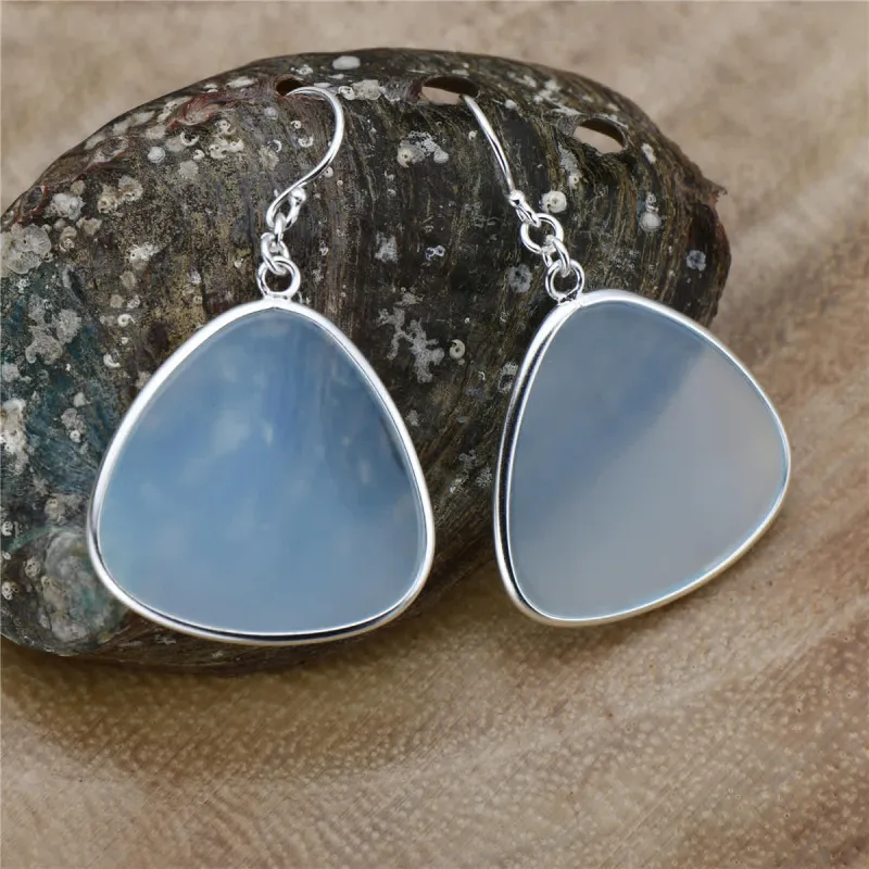 Vera & Co Sterling Silver Blunt Triangle Shape Blue Agate Dangle Women's Earring sold by Zulily