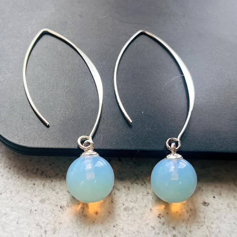 Vera & Co Sterling Silver Moon Stone Bead Drops with Arc Line Women's Earring sold by Zulily