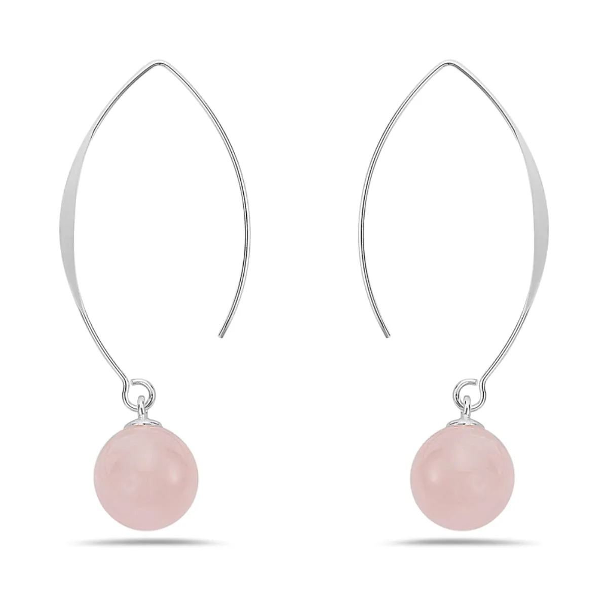 Vera & Co Sterling Silver Rose Quartz Beads Drops with Arc Line Women's Earring sold by Zulily product image thumbnail 3