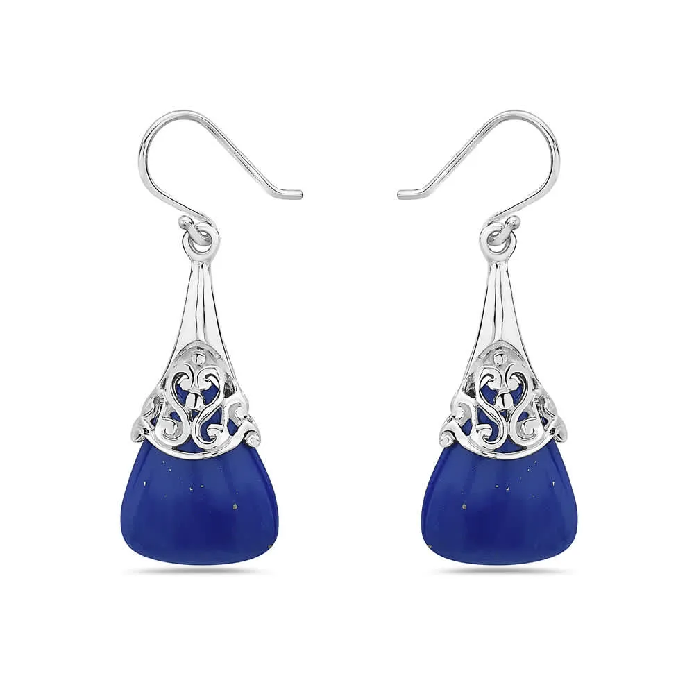 Vera & Co Sterling Silver Triangle Blue Lapis Filigree Cap Women's Earring sold by Zulily product image thumbnail 3