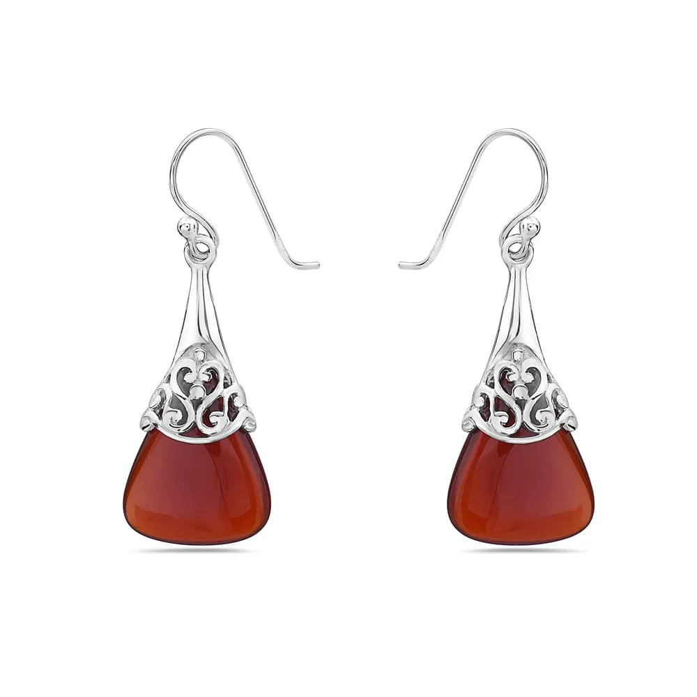 Vera & Co Sterling Silver Triangle Red Carnelian Filigree Cap Women's Earring sold by Zulily product image thumbnail 3