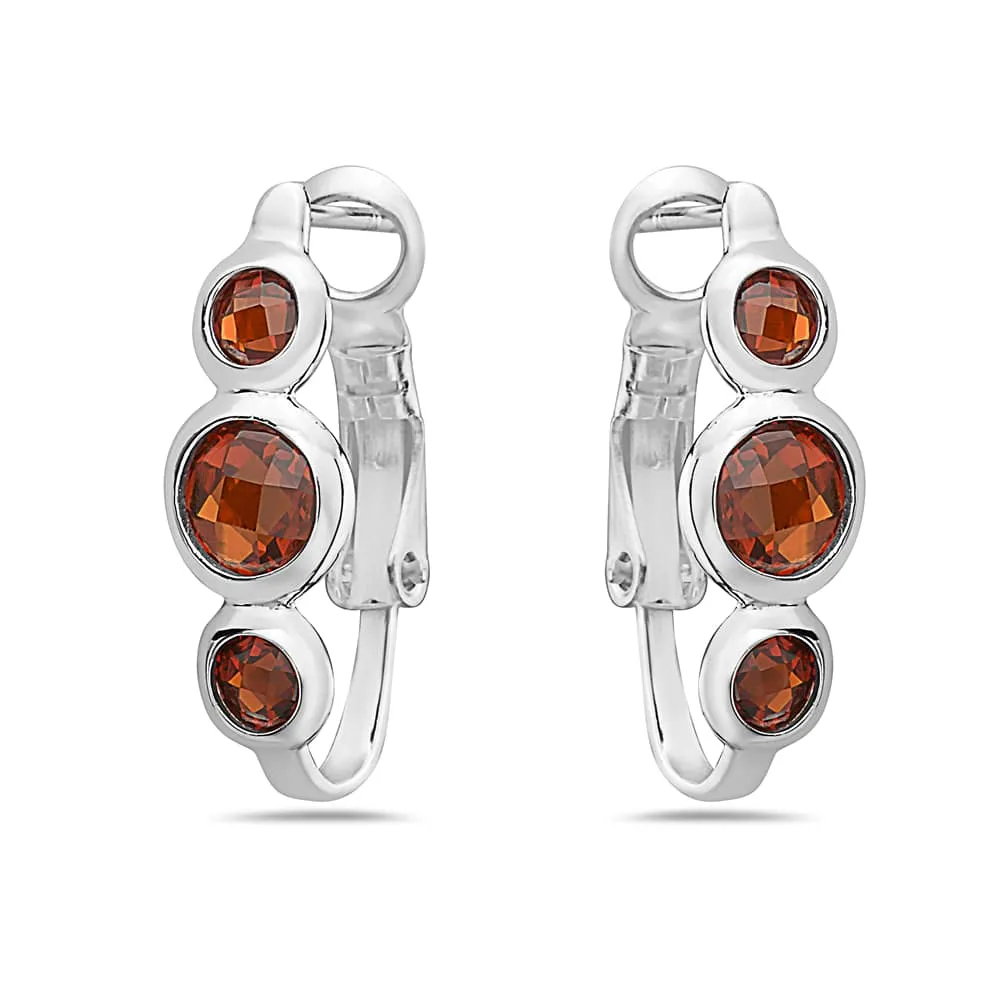 Vera & Co Sterling Silver Trio Red CZ Huggie Women's Earring sold by Zulily product image thumbnail 2