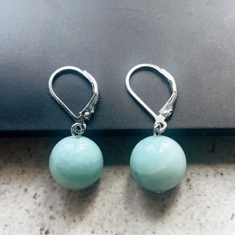 Vera & Co Sterling Silver Amazonite beads Leverback Women's Earrings sold by Zulily