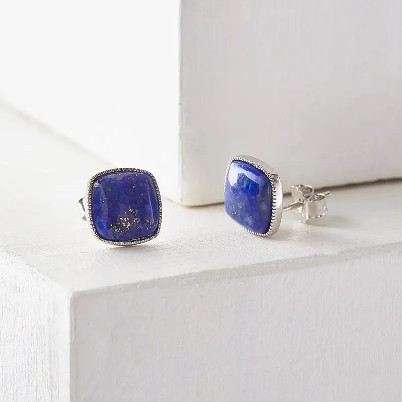 Vera & Co Sterling Silver Cushion Blue Lapis Stud Women's Earring sold by Zulily