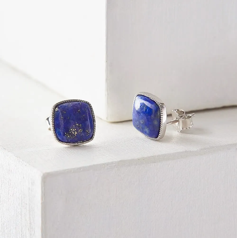 Vera & Co Sterling Silver Cushion Blue Lapis Stud Women's Earring sold by Zulily