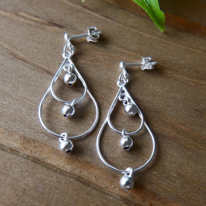 Vera & Co  Sterling Silver Layered Teardrop with Dangle Beads Women's Earring sold by Zulily
