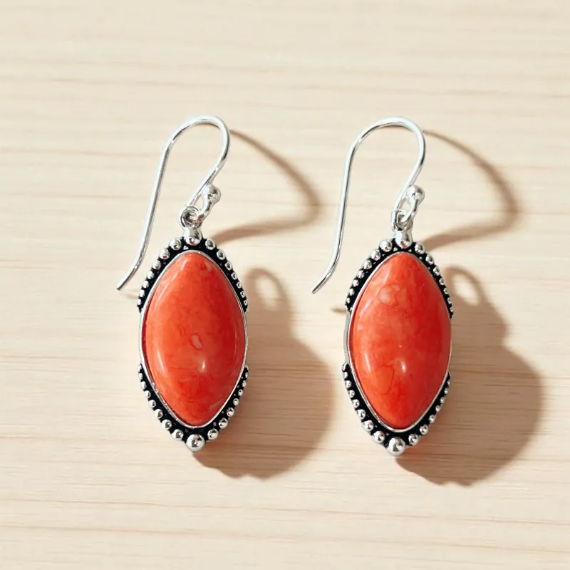 Vera & Co Marquis Reconstructed Coral Oxidized Edge Women's Earring sold by Zulily