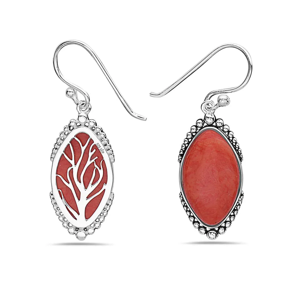 Vera & Co Marquis Reconstructed Coral Oxidized Edge Women's Earring sold by Zulily product image thumbnail 2