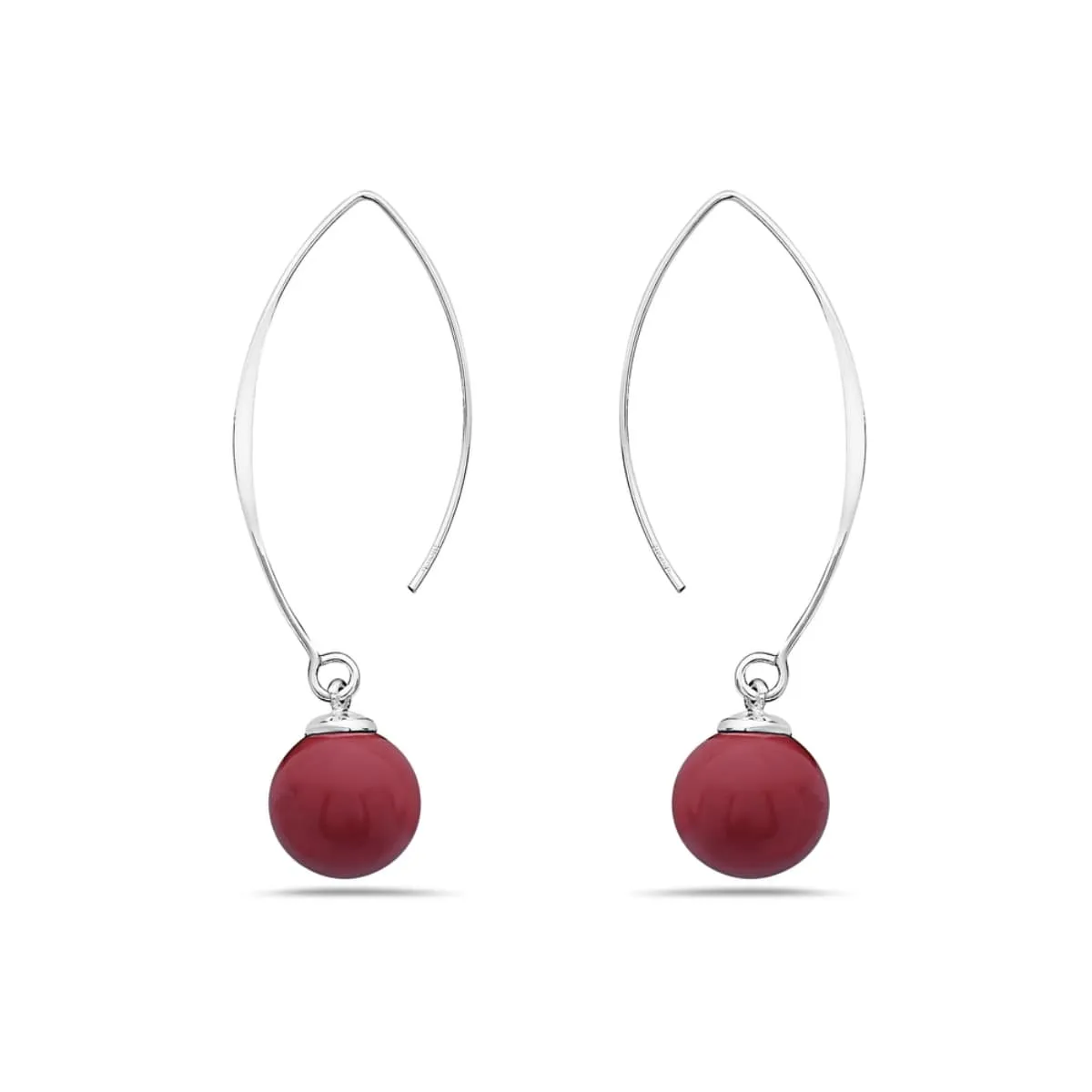 Vera & Co Sterling Silver Constructed Red Coral Beads Drops with Arc Line Women's Earring sold by Zulily product image thumbnail 3