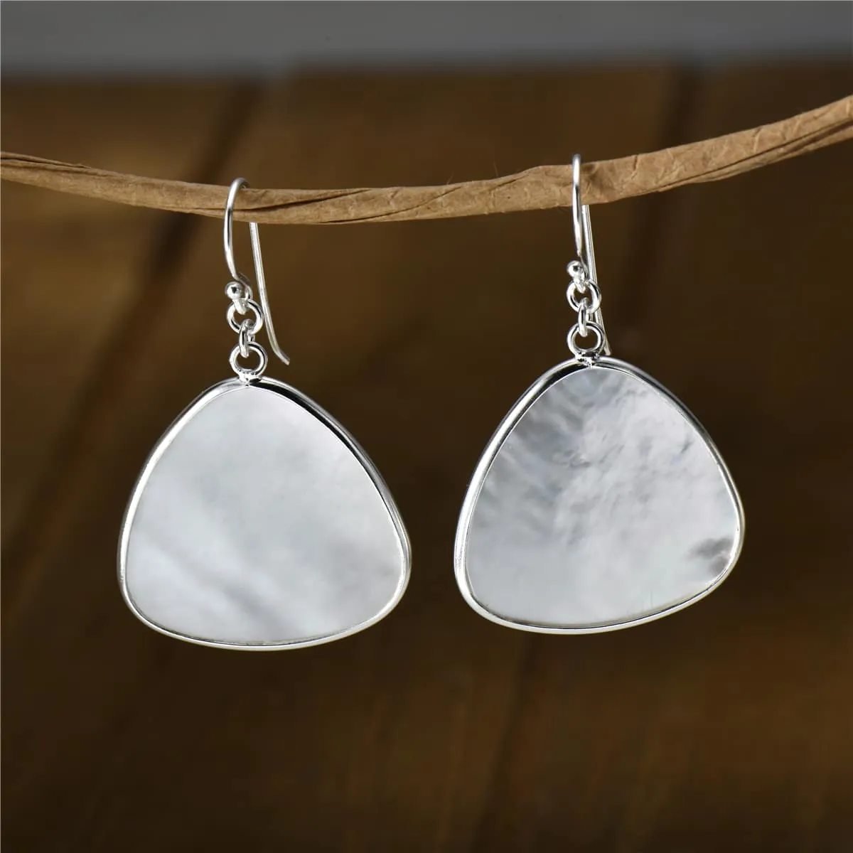 Vera & Co Sterling Silver Blunt Triangle Shape Mother-of-Pearl Dangle Women's Earring sold by Zulily