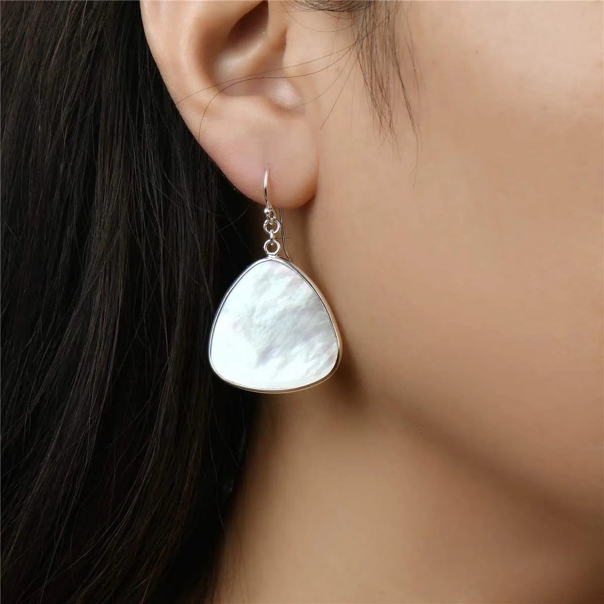 Vera & Co Sterling Silver Blunt Triangle Shape Mother-of-Pearl Dangle Women's Earring sold by Zulily product image thumbnail 2