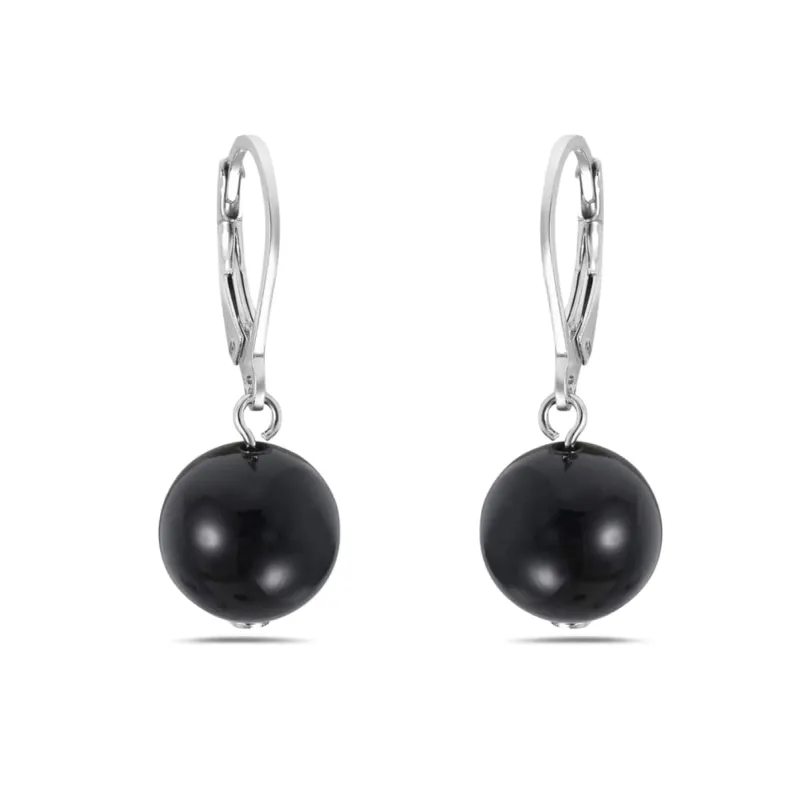 Vera & Co Sterling Silver Black Onyx Beads Drop Leverback Women's Earring sold by Zulily