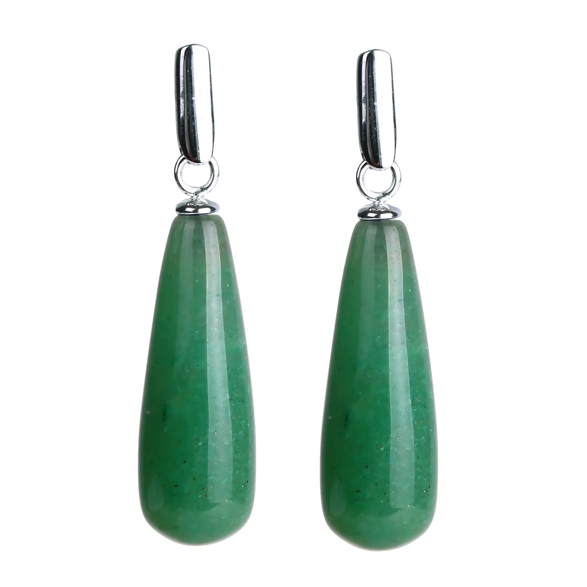 Natural Green Aventurine Sterling Silver Elongated Drop Earrings sold by Zulily product image thumbnail 2