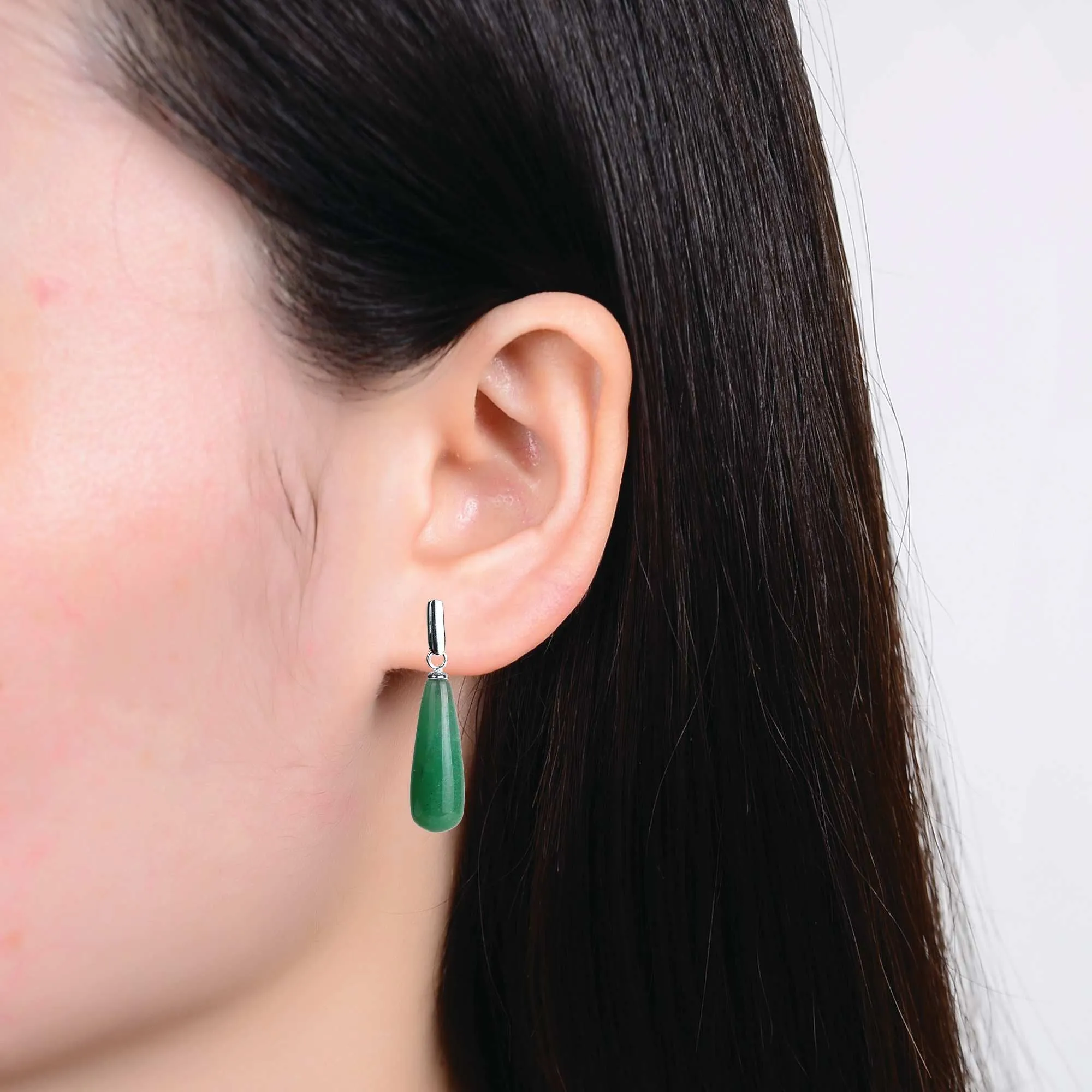 Natural Green Aventurine Sterling Silver Elongated Drop Earrings sold by Zulily product image thumbnail 3