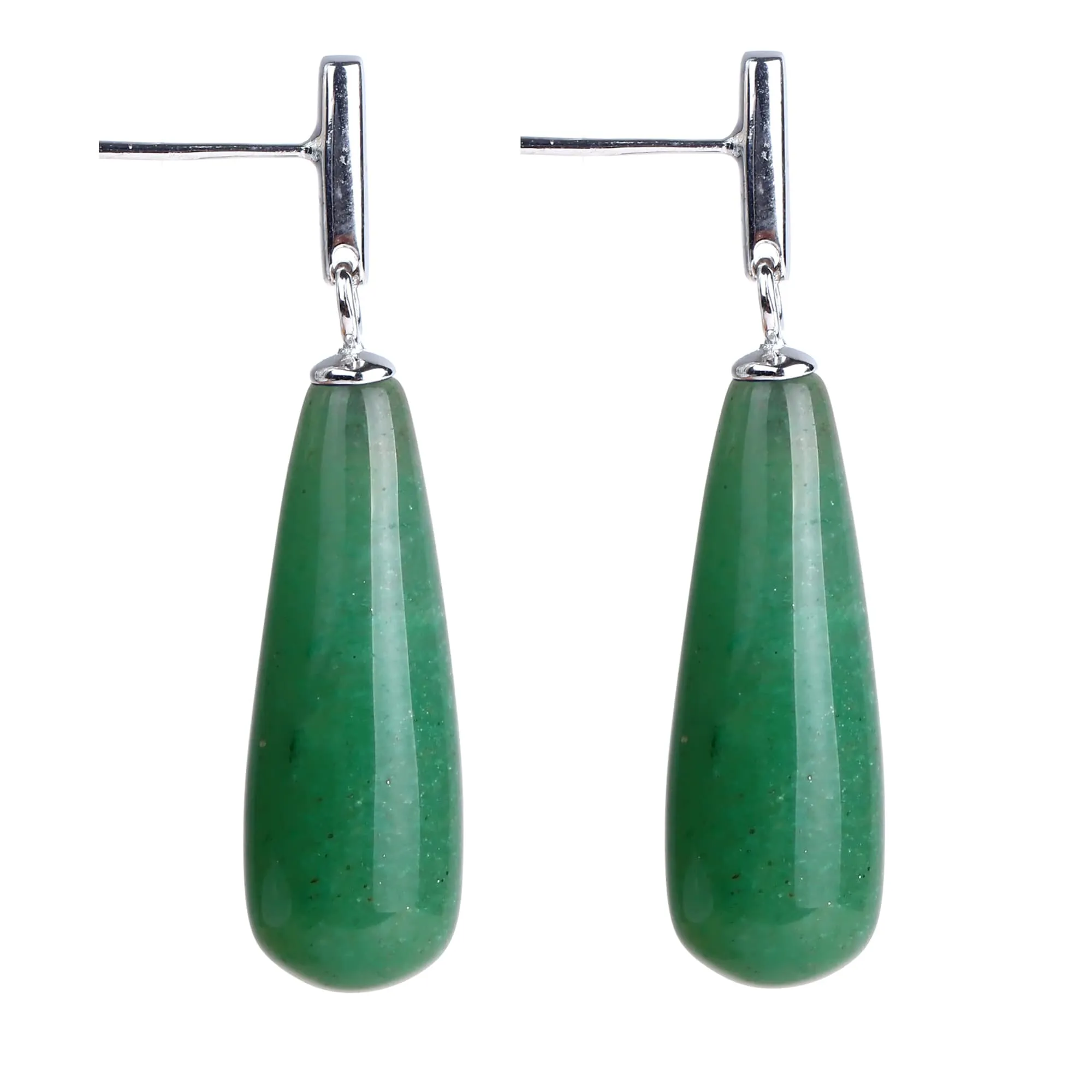 Natural Green Aventurine Sterling Silver Elongated Drop Earrings sold by Zulily