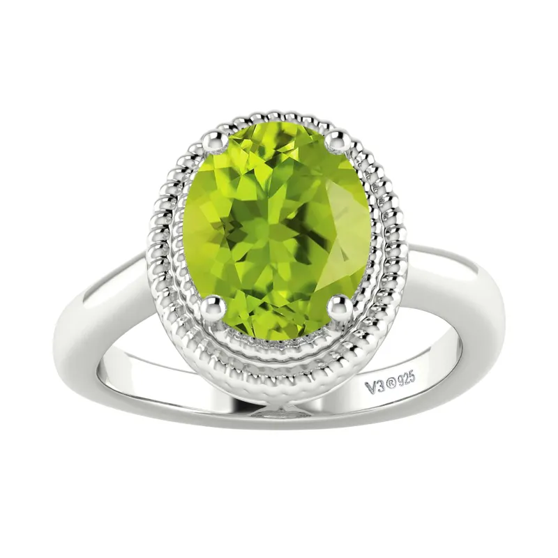 Sterling Silver 1.80CT Natural Peridot Oval Solitaire Ring sold by Zulily