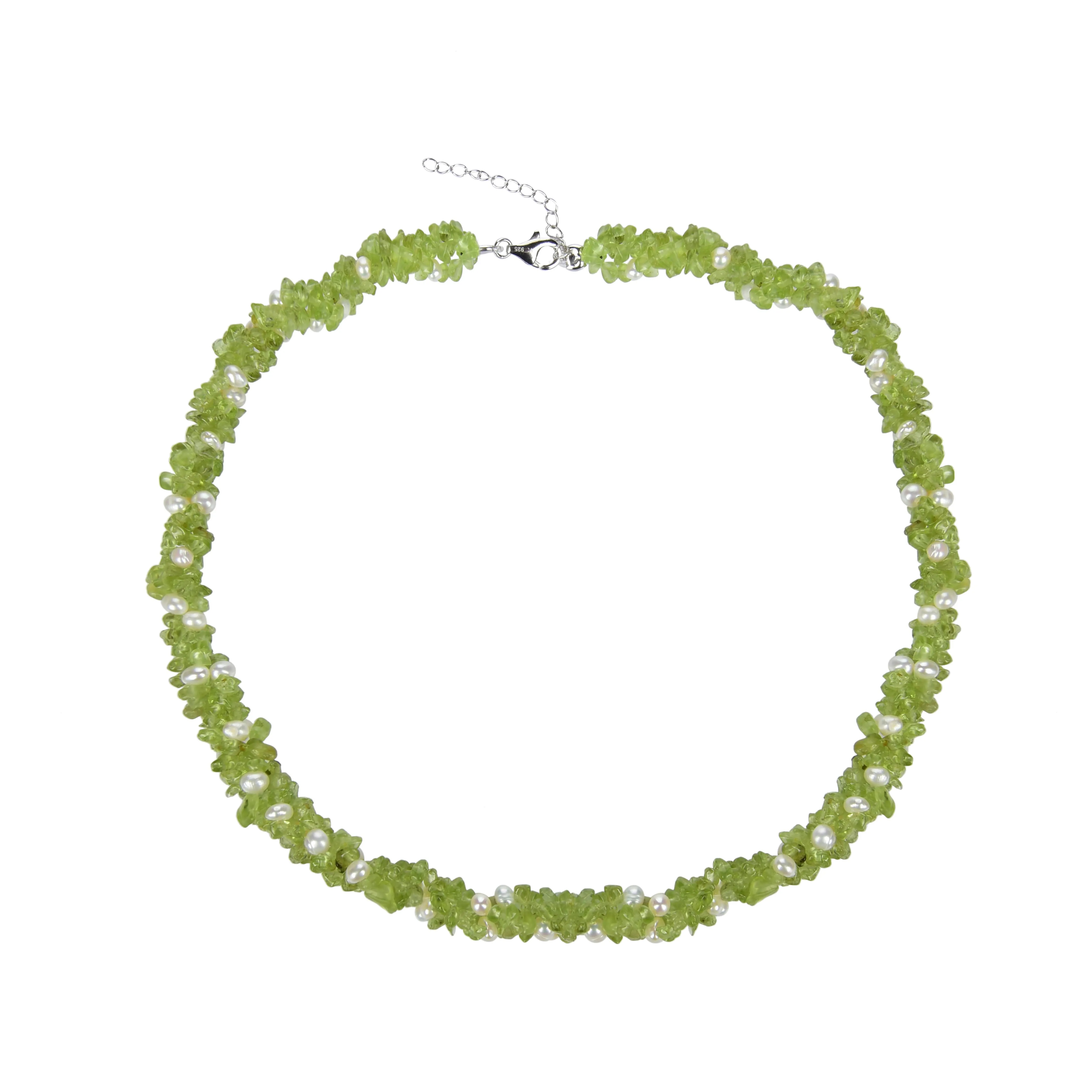 Natural Peridot and Freshwater Pearl Beaded Necklace sold by Zulily