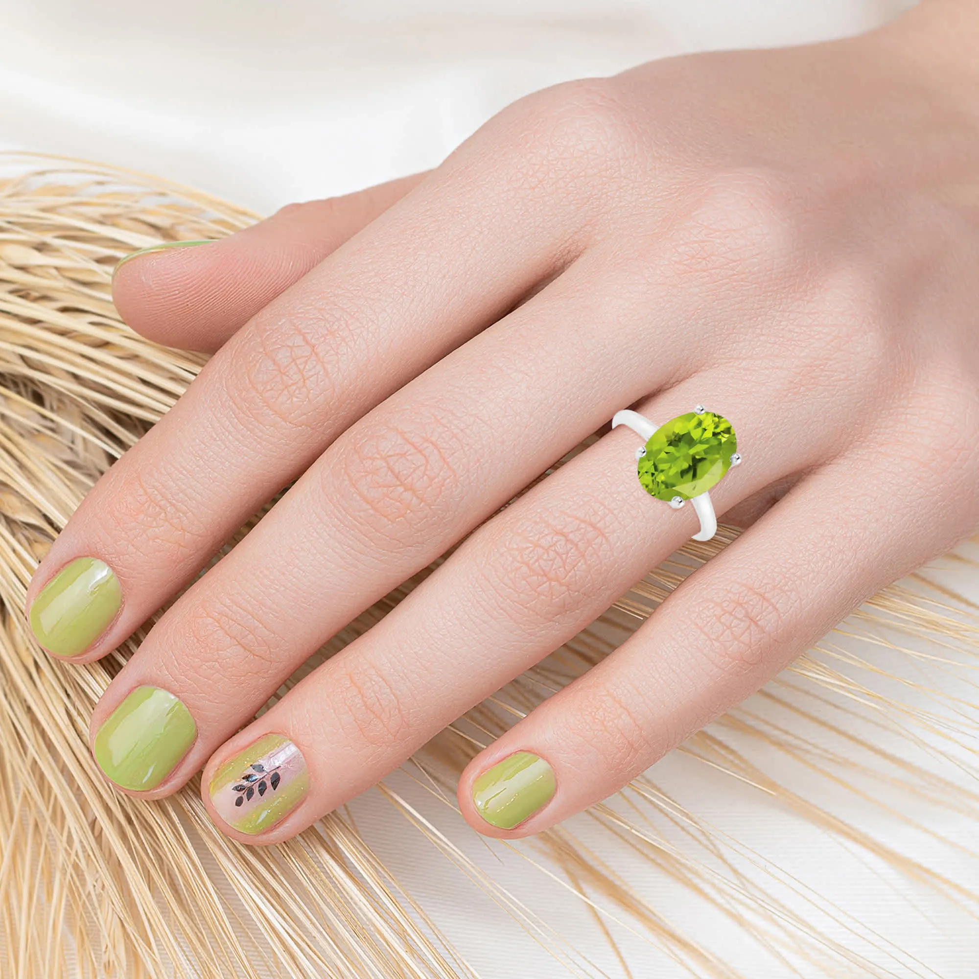 2.60CT Oval Shape Natural Peridot Sterling Silver Solitaire Ring sold by Zulily product image thumbnail 5