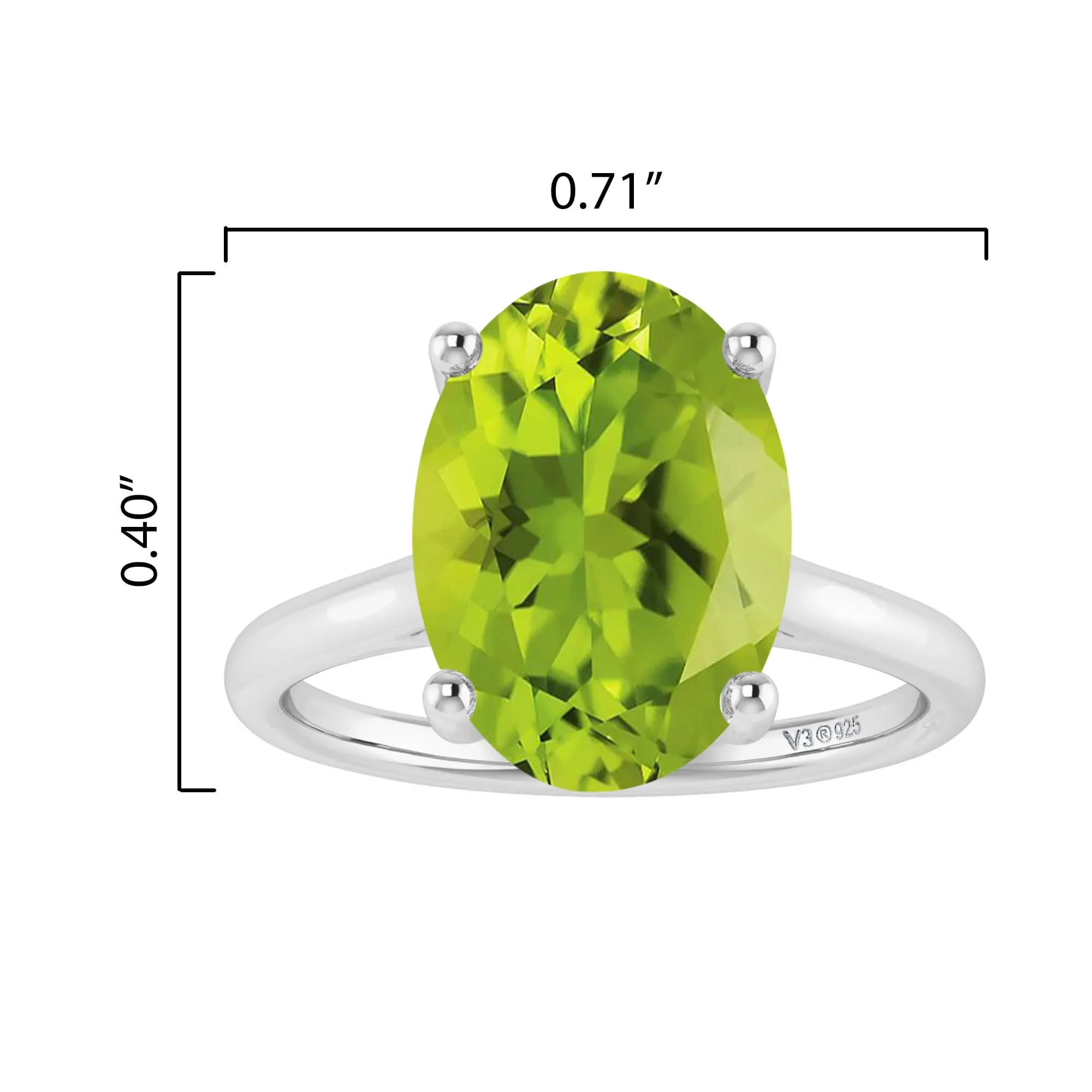 2.60CT Oval Shape Natural Peridot Sterling Silver Solitaire Ring sold by Zulily product image thumbnail 2